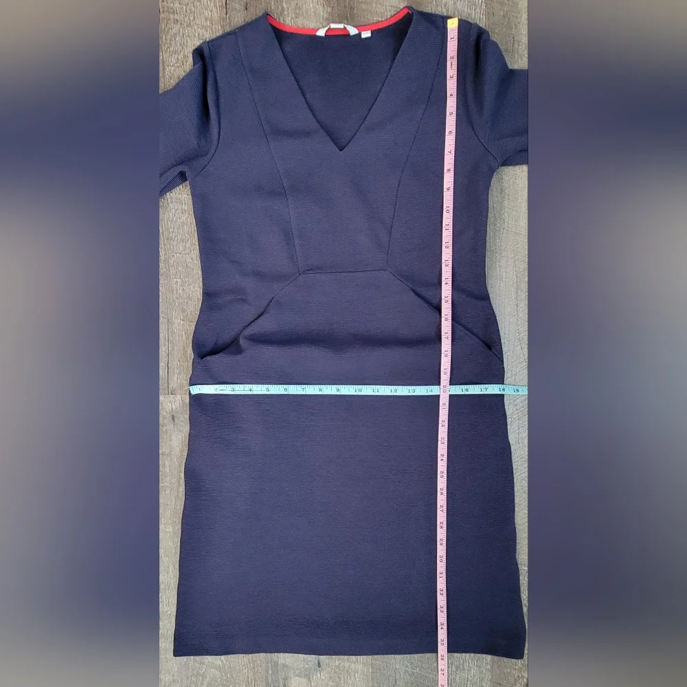 Boden Bronte Ottoman Midi Dress Womens 6 Long (Tall) Navy Blue 3/4 Sleeve Ribbed